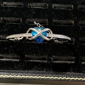 Silver and Blue Gemstone Infinity Bracelet